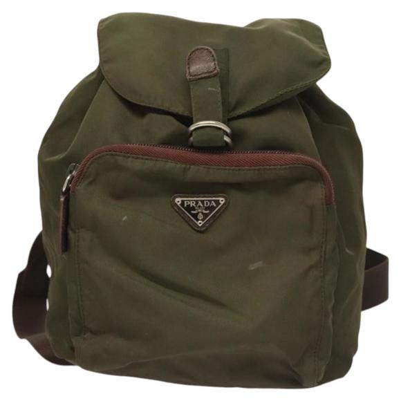 PRADA Backpack Nylon Khaki Silver Auth bs22991 main image 12